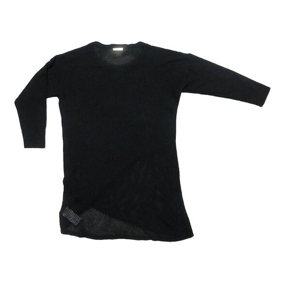 Michael Kors Asymmetrical Faux Wrap Blouse Top Mesh Sheer Back 3/4 Sleeve S - Picture 4 of 10